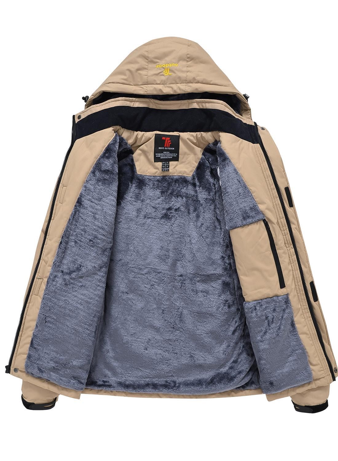 YSENTO Chaqueta de esquí para hombre, chaqueta de invierno, chaqueta softshelljack, impermeable, forro cálido, chaqueta funcional con capucha desmontable