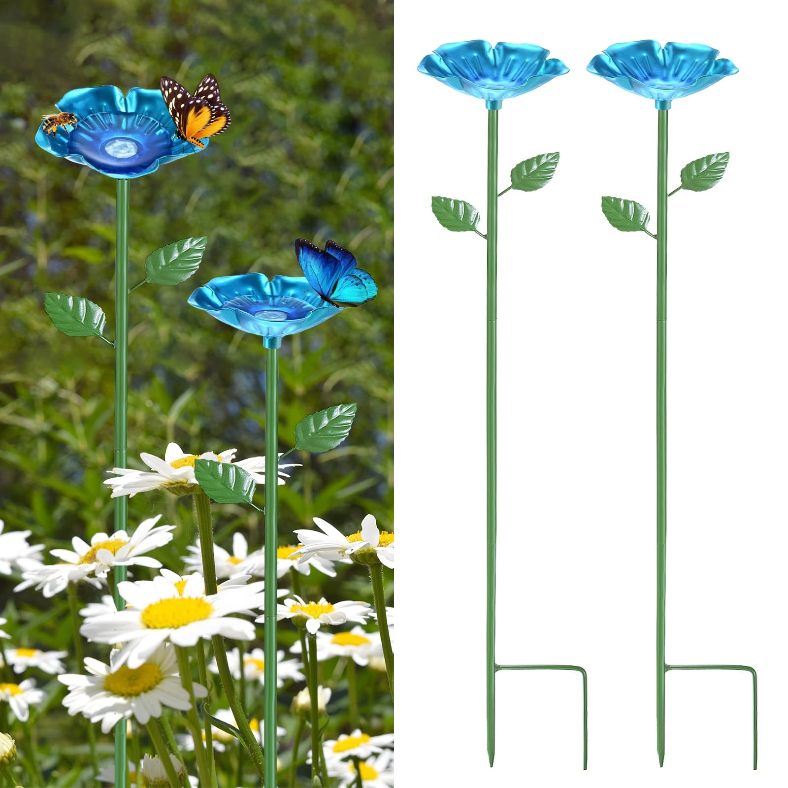 M METERXITY 4-Pack Bee Watering Stations 64cm/25 in Iron Bee Bath