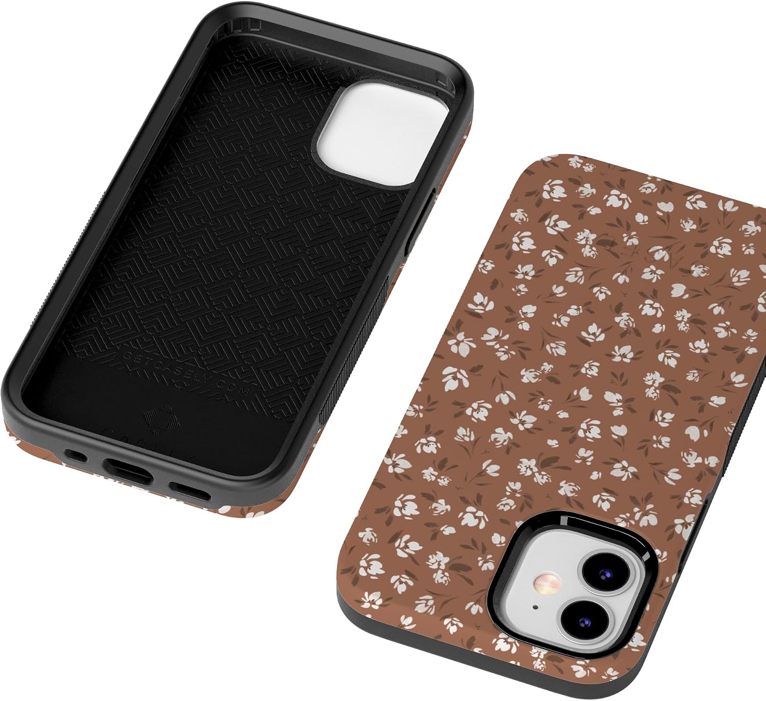 Casely iPhone 12 Mini Case | Mocha Meadow | Tiny Flowers | Bold Protective Design | Compatible with MagSafe