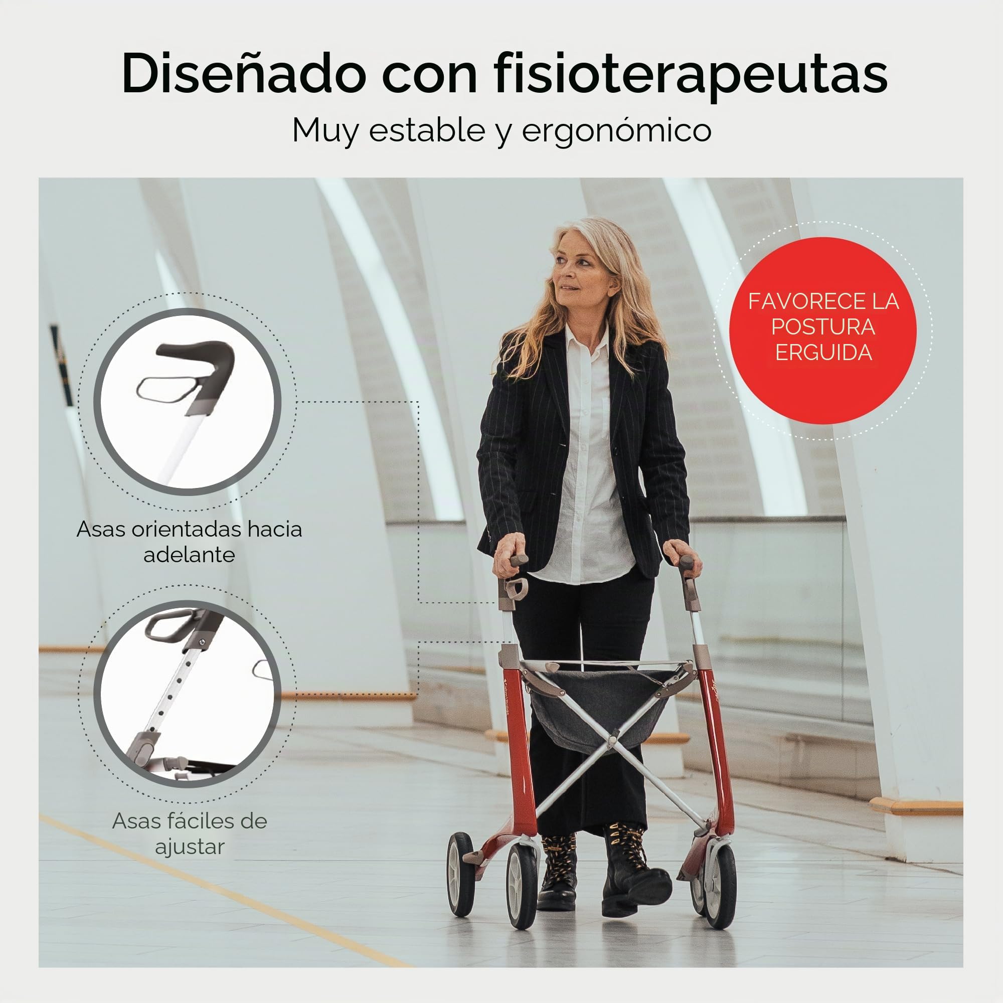 byACRE Andador ultraligero de carbono | solo 4,8 kg | para interiores y exteriores | plegable y fácil de poner en el maletero y llevar en viajes | 5 años de garantía
