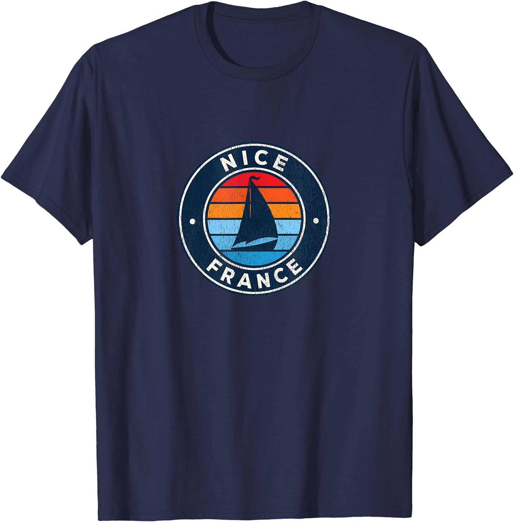 Nice France Retro T-Shirts & TeesNice France Vintage Sailboat Retro 70s T-Shirt
