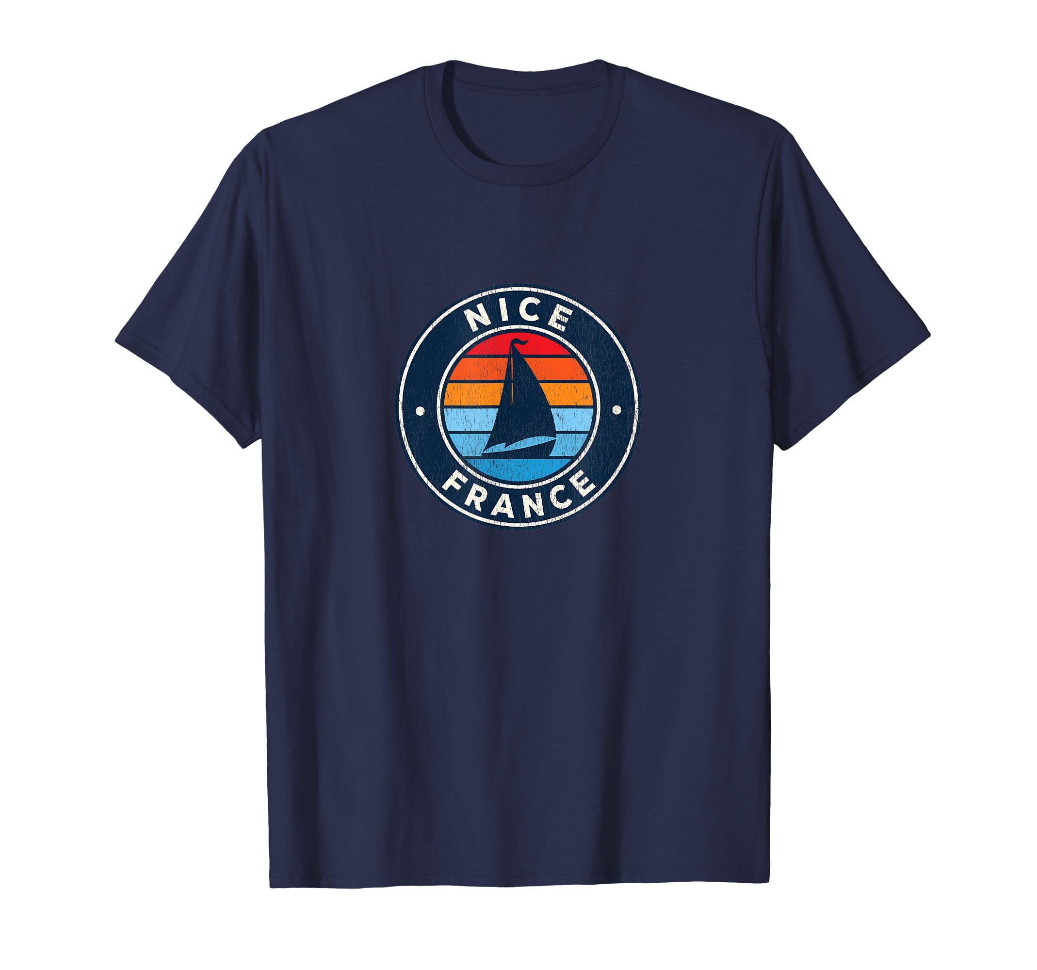 Nice France Retro T-Shirts & TeesNice France Vintage Sailboat Retro 70s T-Shirt
