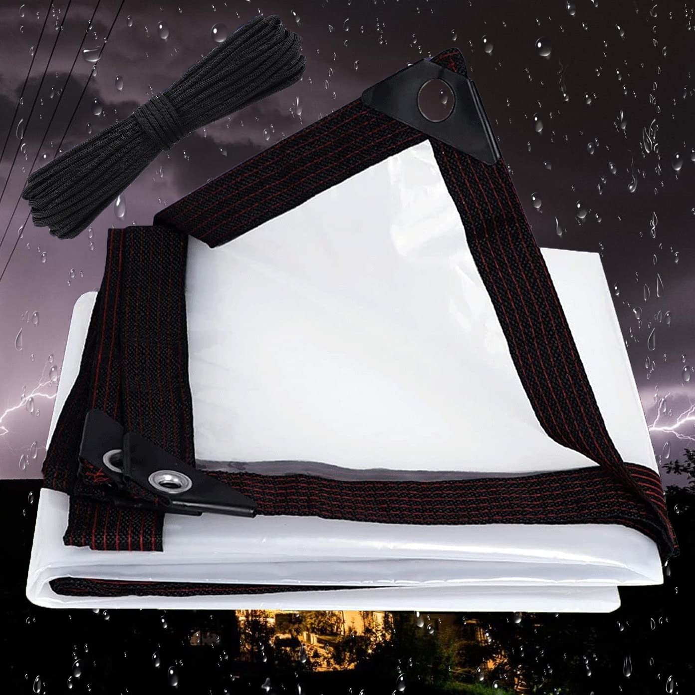 Clear Tarpaulin Waterproof,130x320cm Heavy Duty Dustproof Rainproof Tarp Sheet Cover,Foldable Tarpaulin Sheet for Greenhouse Garden Canopy Camping-picture-11