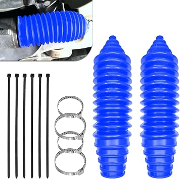 Rack and Pinion Boot Inner Tie Rod Boot, Dustproof Silicone Car Steering Rack Boot Kit, Inner Tie Rod Boot Tool Set with Rack and Pinion Bellow Cable Ties and Clamps, Car Parts103-3070 Blue