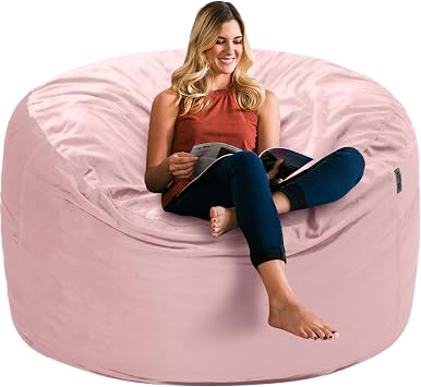Bean Bag Chair 3Ft Luxurious Velvet Ultra Soft Fur with High Rebound Memory Foam Bean Bag Chairs for Adults Plush Lazy Sofa with Fluffy Sponge 3 Pink