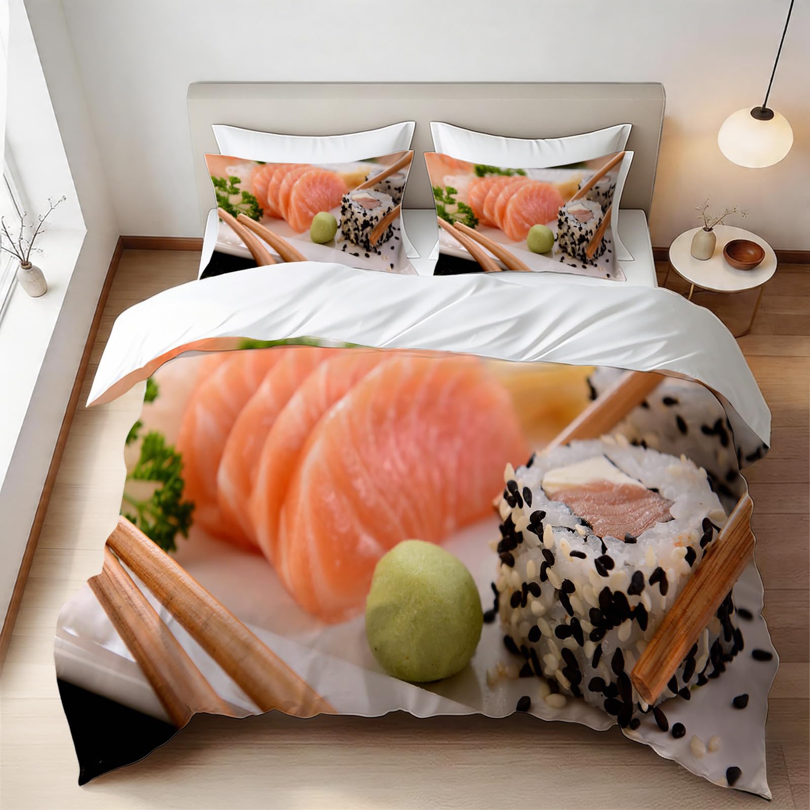 Housse de couette 200x200 cuisine japonaise parure lit fermeture éclair