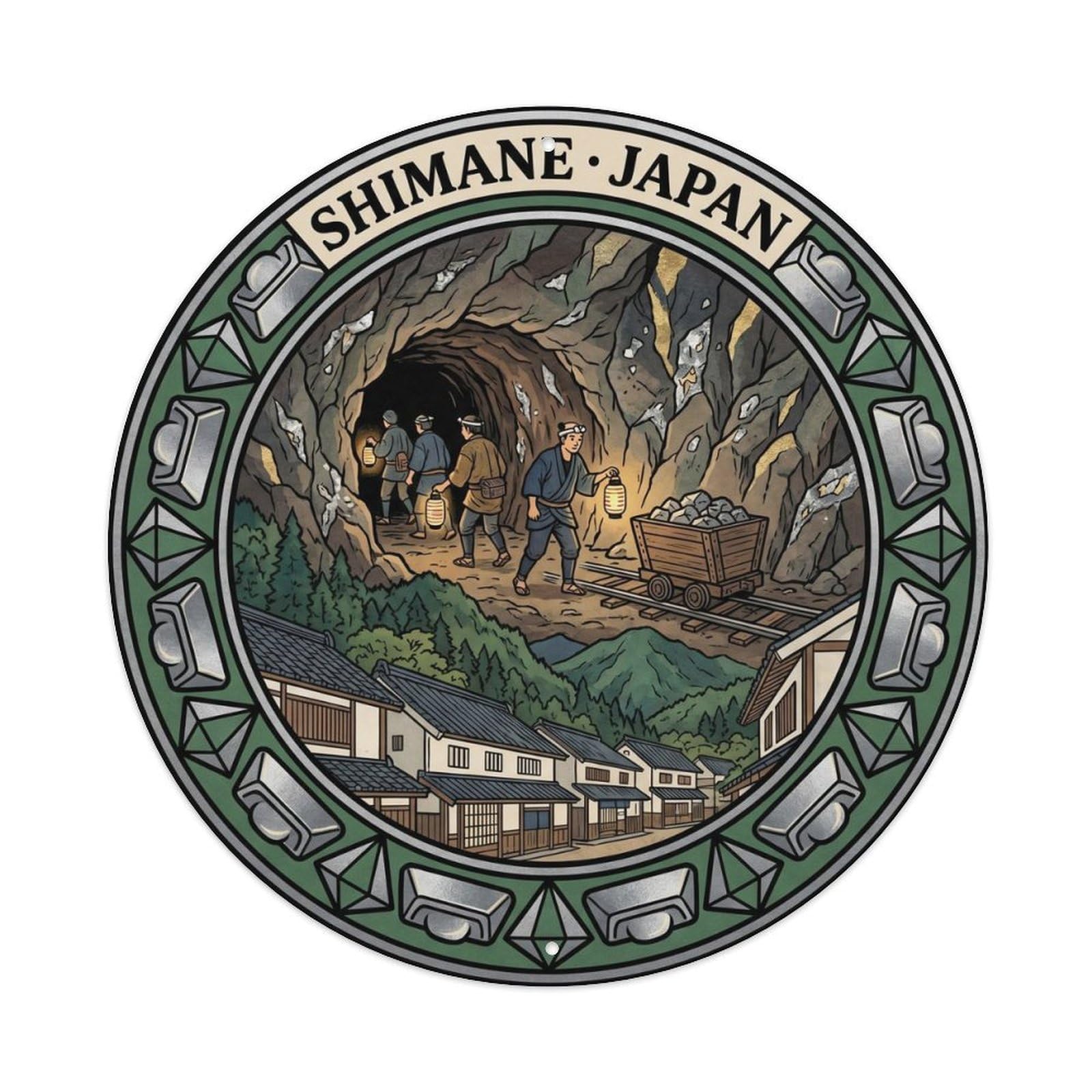 Olhnbad Style Shimane Iwami Ginzan Silver Mine Japan Japanese Culture Metal Tin Sign