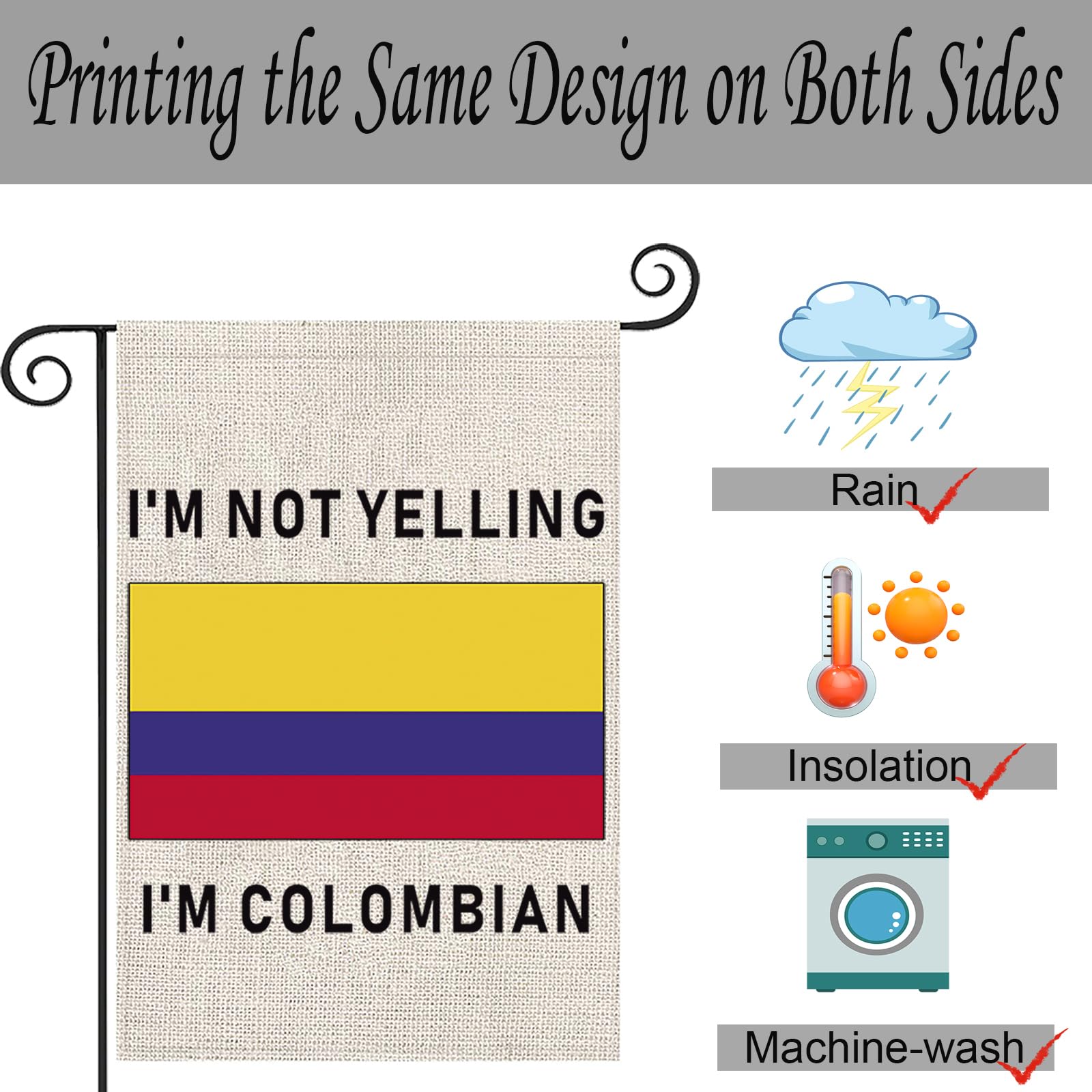 Gartenflagge „I‘m Not Yelling I’m Colombian“ – Lustig & Stolz
