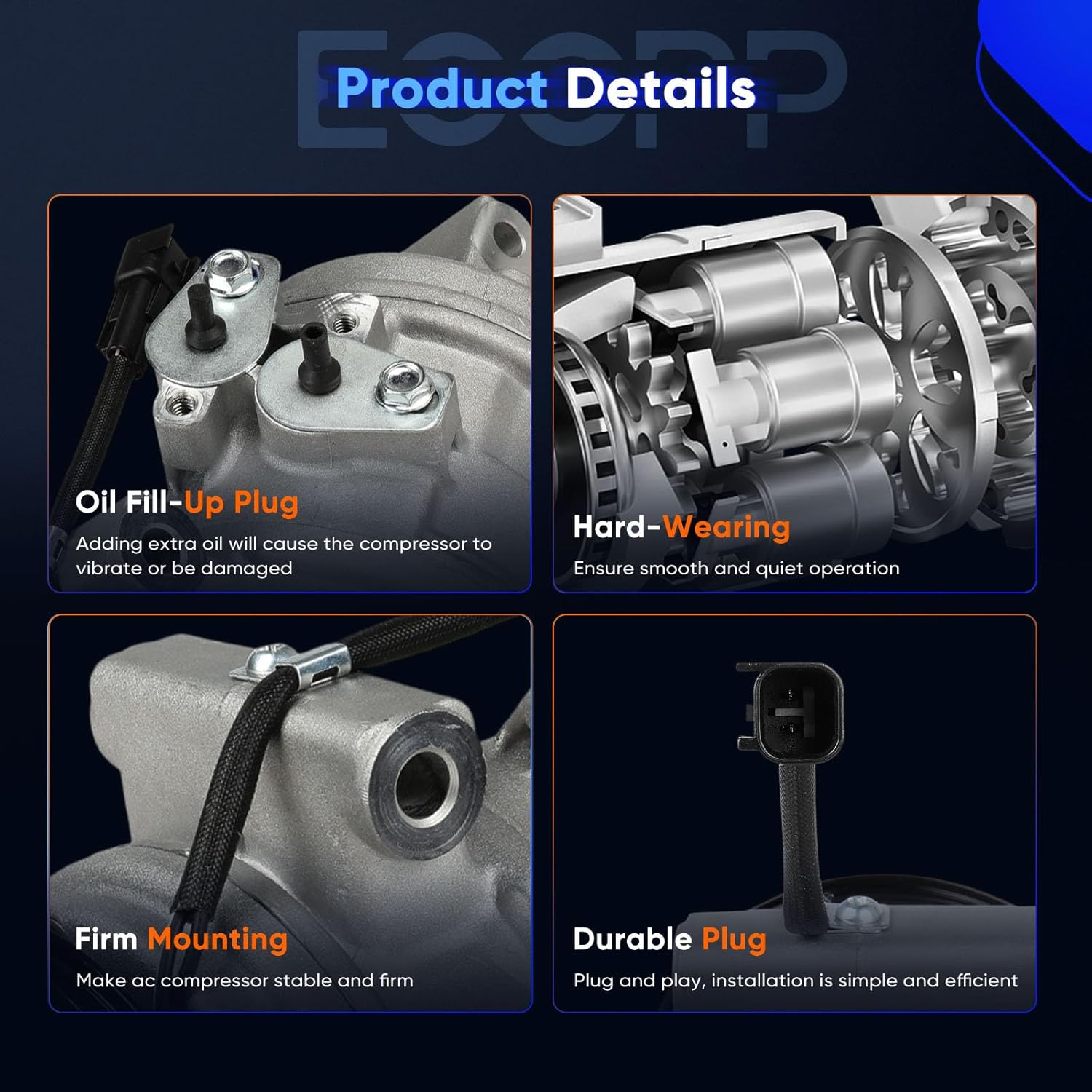 ECCPP A/C Compressor with Clutch Fit for Ford Edge for Lincoln MKX 3.5L 2007-2010 AC Compressor