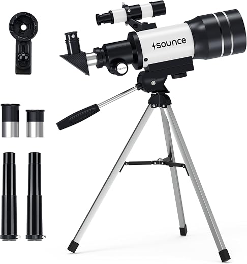 Sounce 70mm Astronomical and Sky Refractor Telescope with 150x Ultra Zoom Fully Coated Glass Optics Alt Az Mount compatibl...
