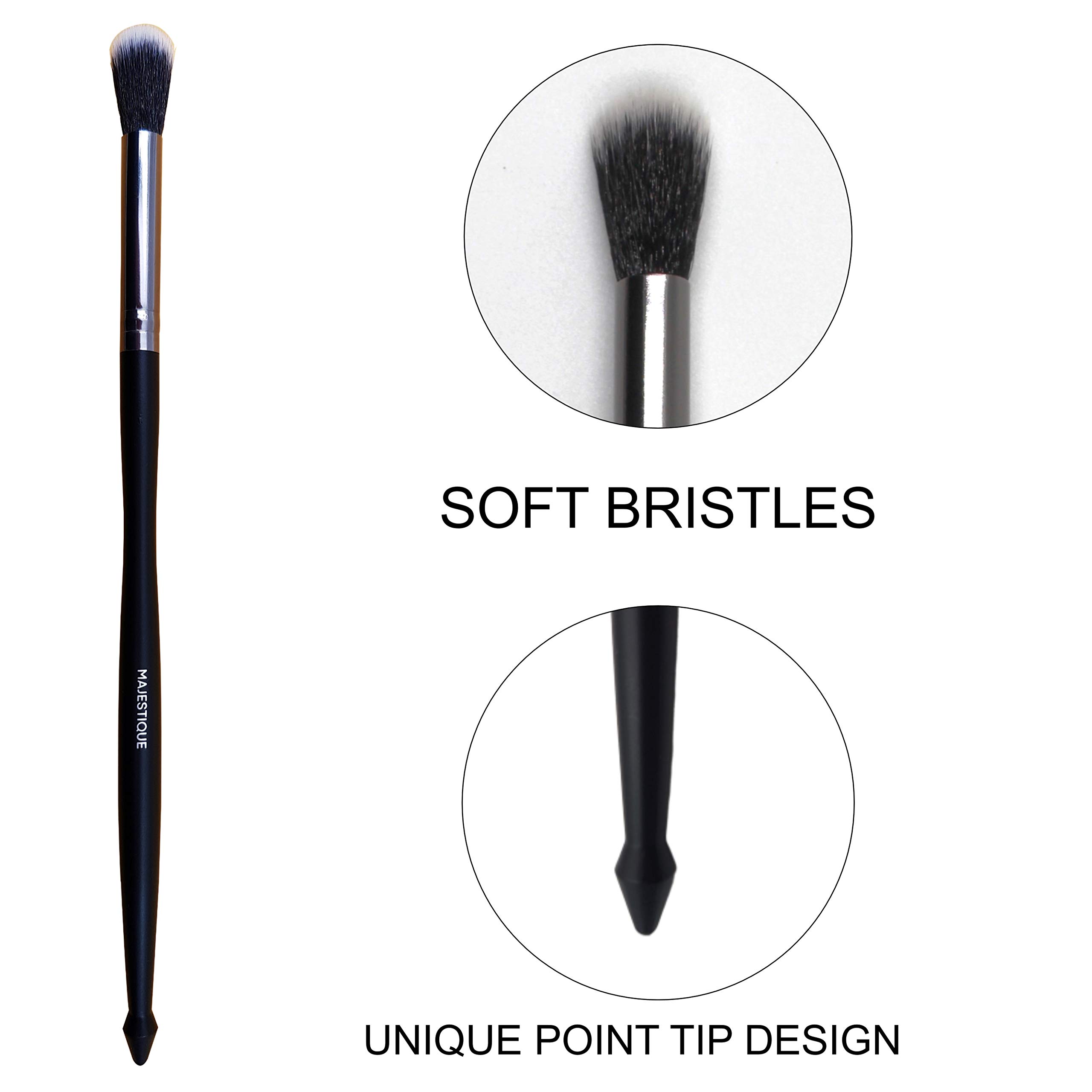 MAJESTIQUE Majestique, set di pennelli da trucco con manico nero, pennello per cipria, pennello per fard, pennello angolato, pennello per contouring, kit di pennelli da trucco nero argento (confezione