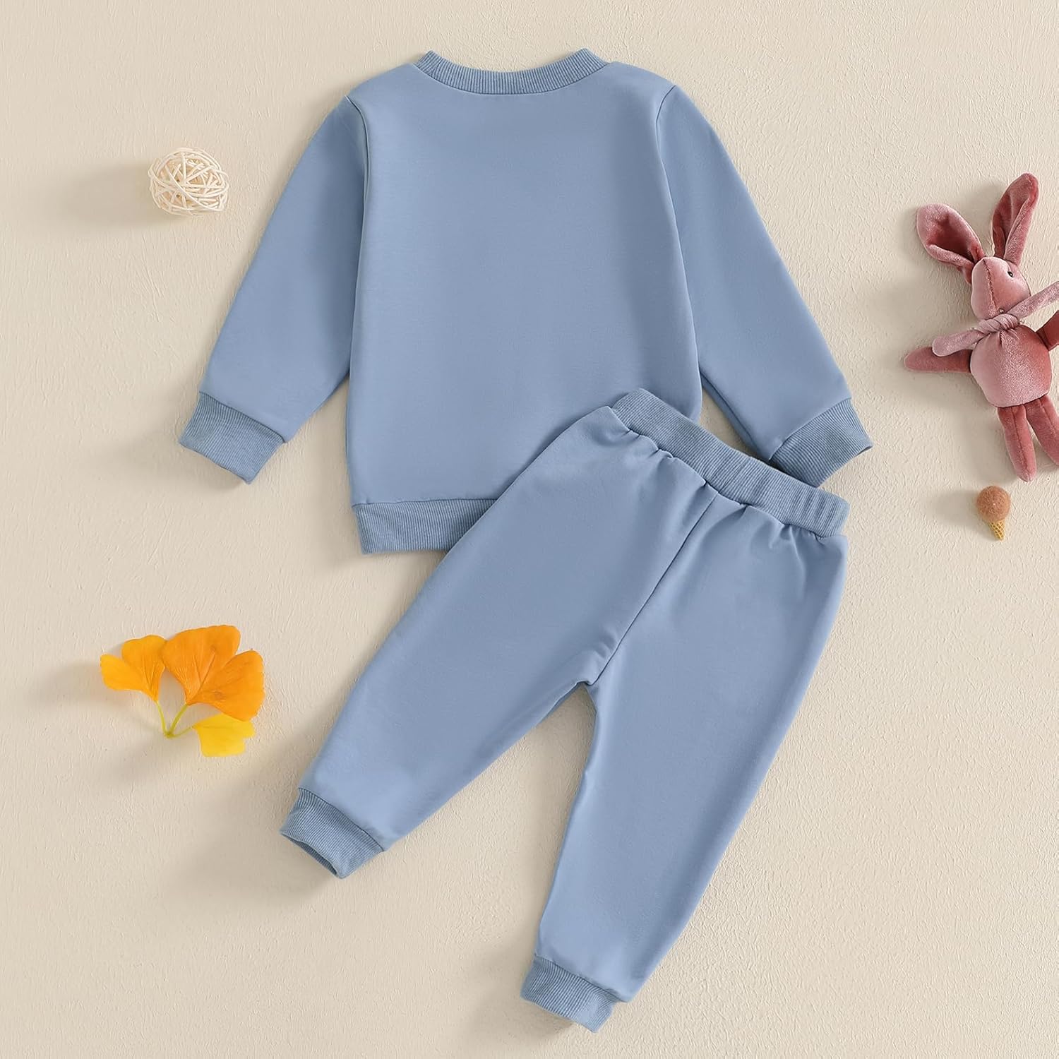 YINGISFITM Toddler Baby Boy Easter Outfit Long Sleeve Pompom Bunny Shirt Crewneck Sweatshirt Pants Kids Easter Clothes - Image 3