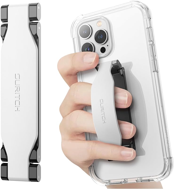 Phone Grip Strap Finger Loop Holder for Back of Phone, 2-in-1 Soft Silicone Gripper Kickstand for iPhone Samsung and Most Cell Phone Cases, 3.94" White