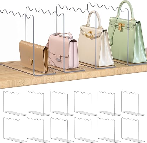 Miniatura 12 de OKPOW Separadores de Estantes Organizador de Armario - 12" de Alto X 11.8" de Profundidad Acrílico Transparente Resistente Separador para Ropa