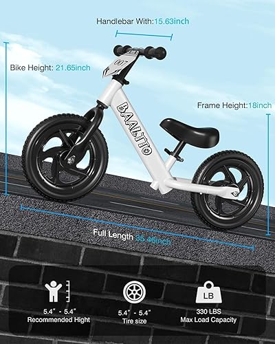 Miniatura 7 de Bicicleta de equilibrio para niños de 2 años, de 2 a 5 años, bicicleta para niños de 12 pulgadas con placa personalizable (incluye 3 juegos de