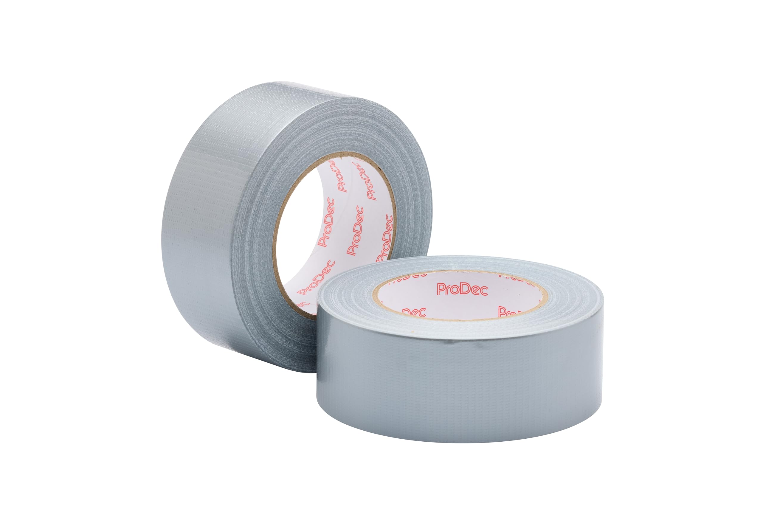 ProDec Silver Duct Tape Twin Pack – 2 Inch x 50m Waterproof Gaffer Tape, Heavy Duty Adhesive Cloth Repair Tape, 50mm Wide (2 Rolls)
