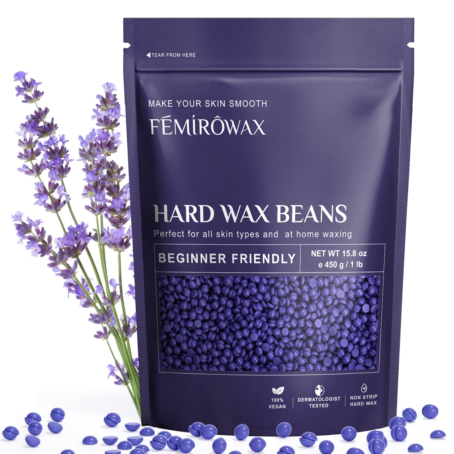 Buy Wax Beads, FEMIROWAX 1lb Hard Wax Beans for Hair Removal Sensitive