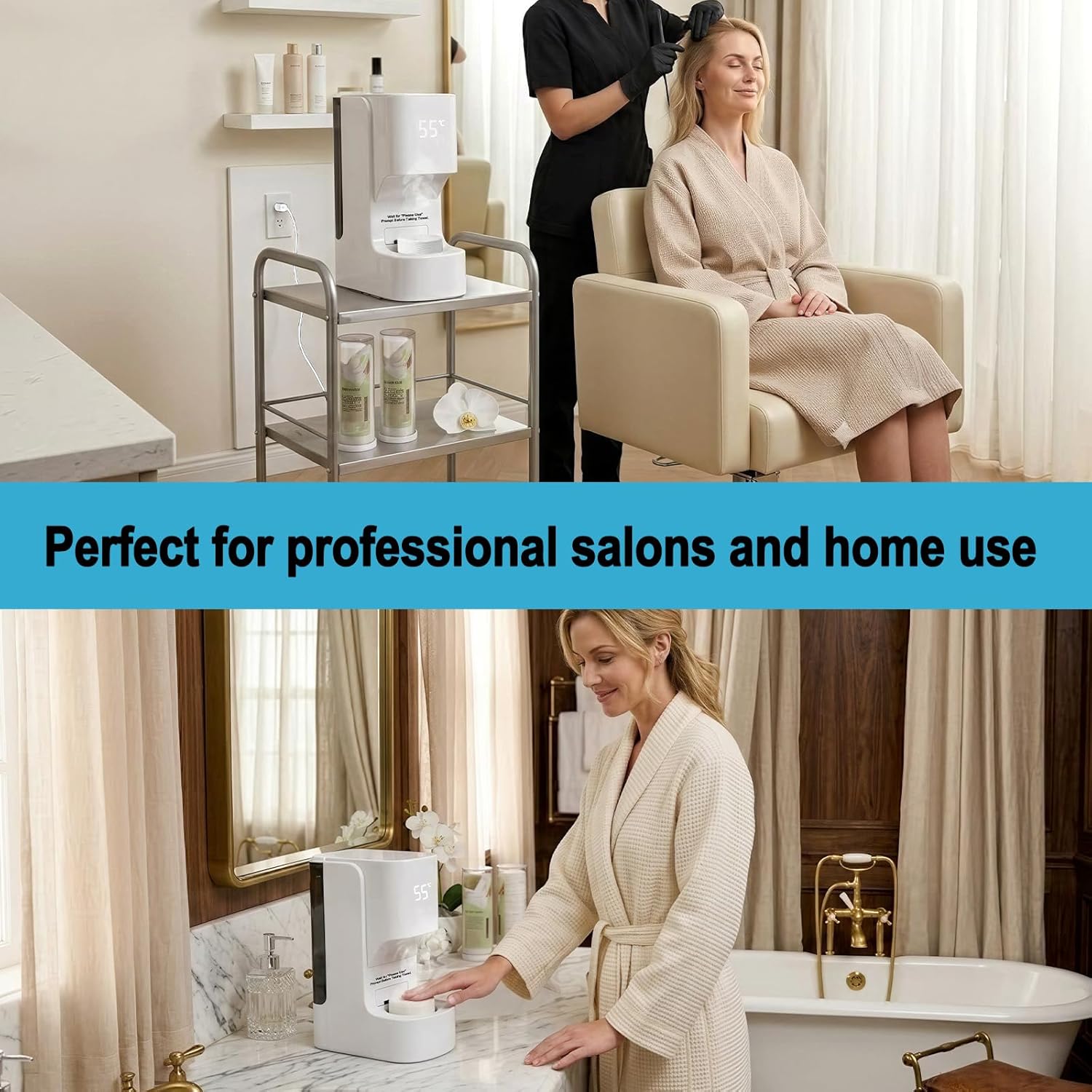 Hot Towel Dispenser, Smart Hot Face Towel Dispenser, 5-Second Rapid Heating, Automatic Heating & Dispensing, 131°F Constant Temperature, Includes 20 Compressed Towels, for Spa Bathroom & Home, White