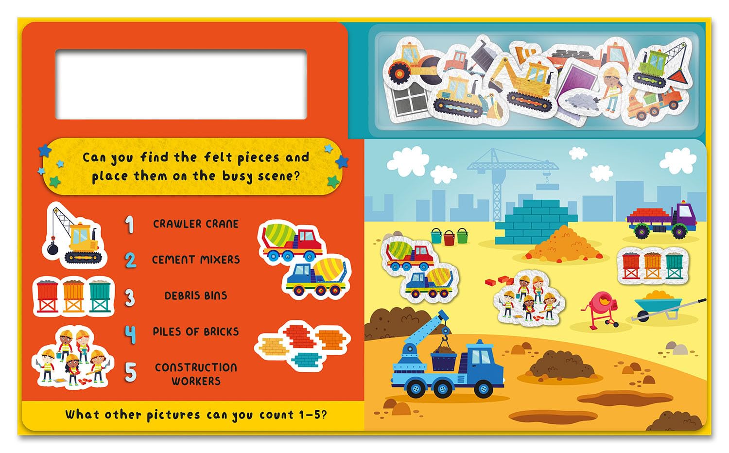 Play Felt Construction Site: An interactive, reusable felt activity book for children aged 3+ (Play Felt & Learn) image 2