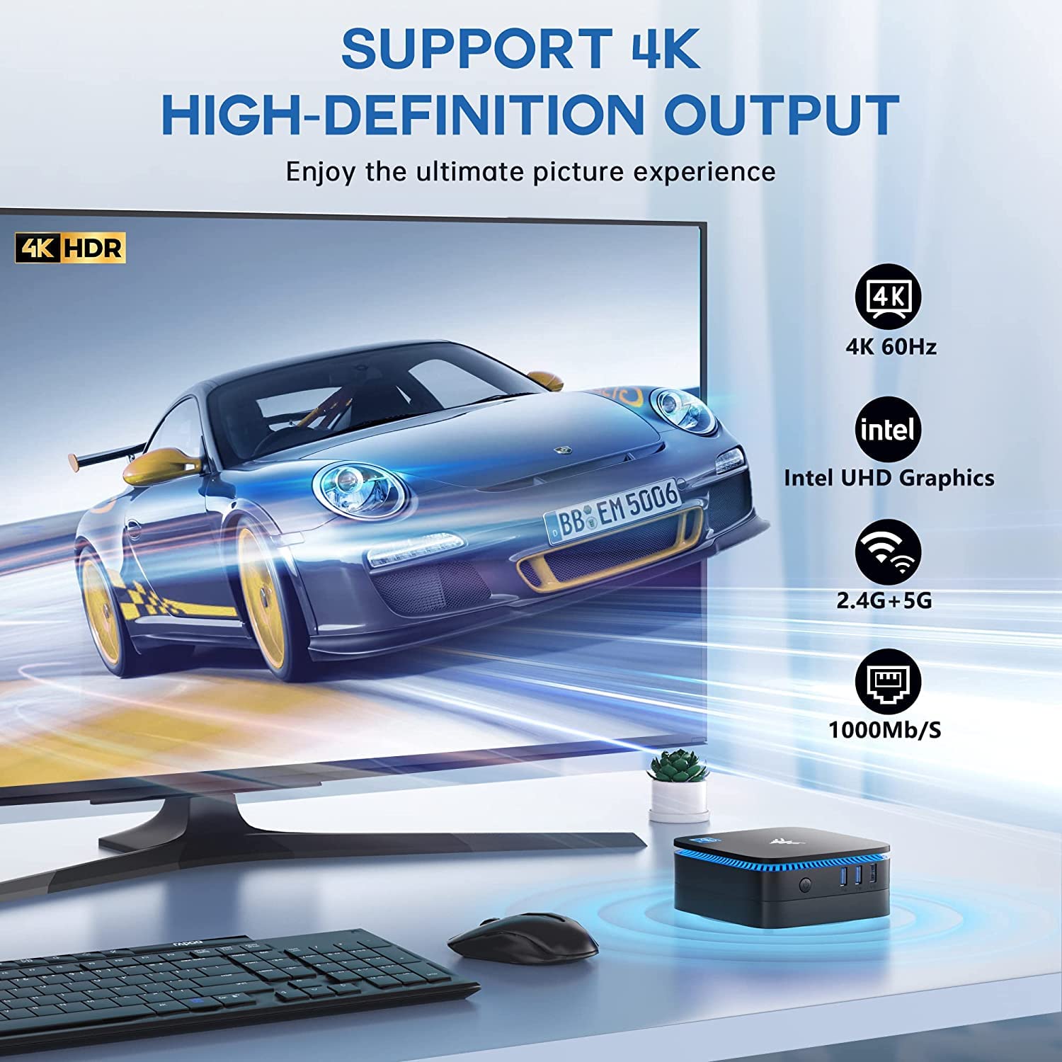 NiPoGi Mini PC, Intel Celeron N5105 (bis 2,9 GHz) Mini Computer, 8GB DDR4 256GB ROM Mikro PC mit 4K HD Dual Displays