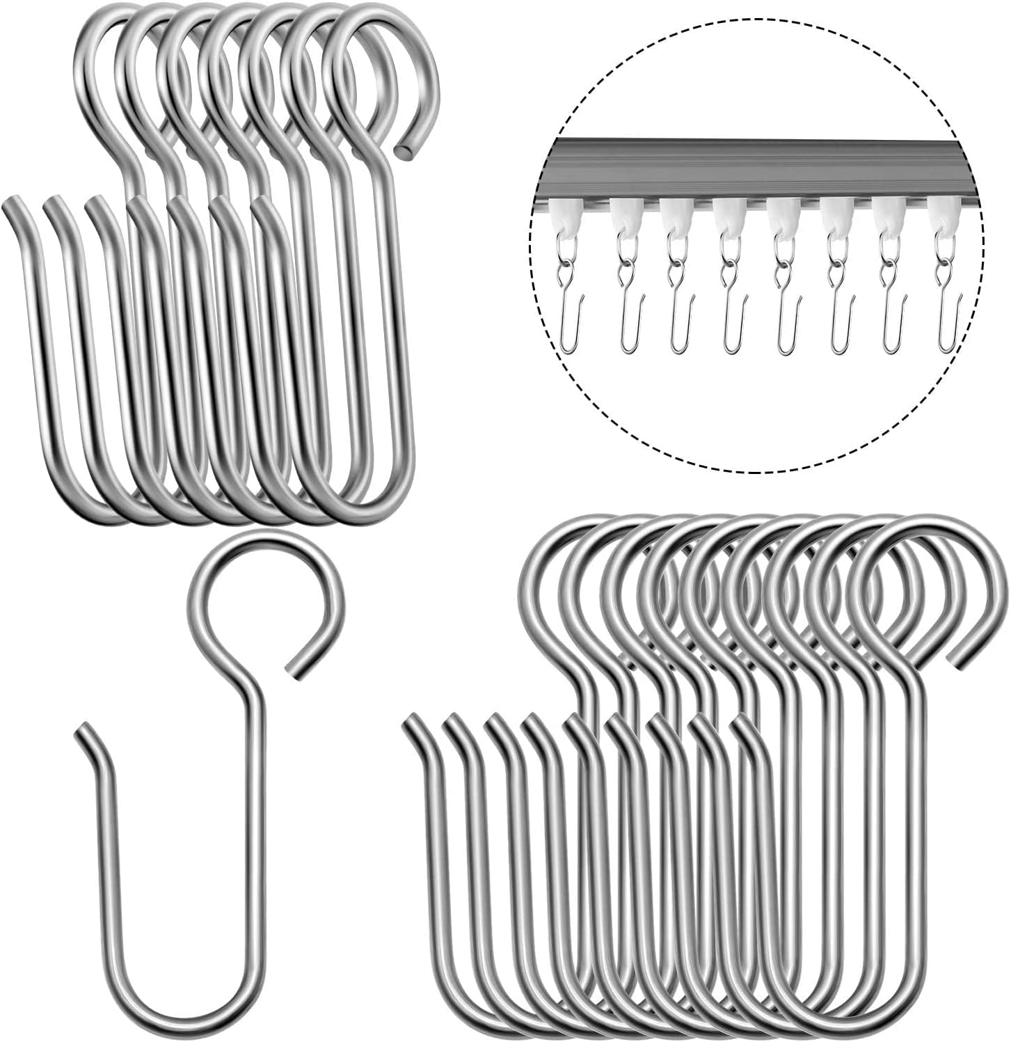 Metal Curtain Track Hooks,50 Curtain Ceiling Track Hooks,S Shaped Metal