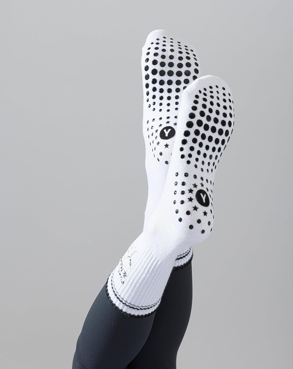 Yawlsow Pilates Grip Socks for Women Yoga Grippy Socks Cute Barre Non Skid Athletic Crew Sticky Sock Workout Hospital - Image 5