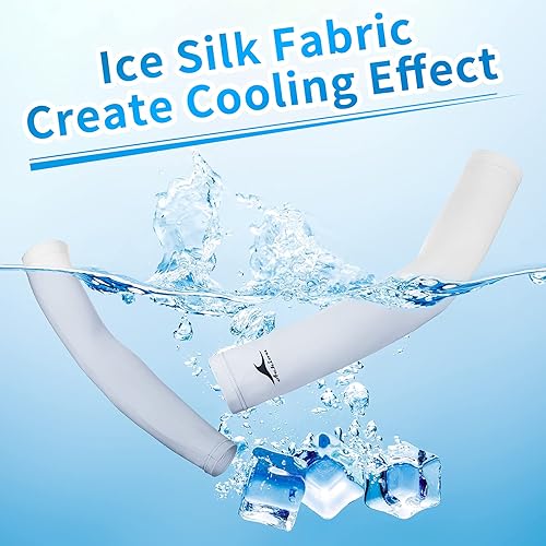 Miniatura 10 de Achiou Mangas refrescantes de seda de hielo, mangas de compresión de protección solar UV de verano UPF 50+ para mujeres, voleibol, deportes juveniles