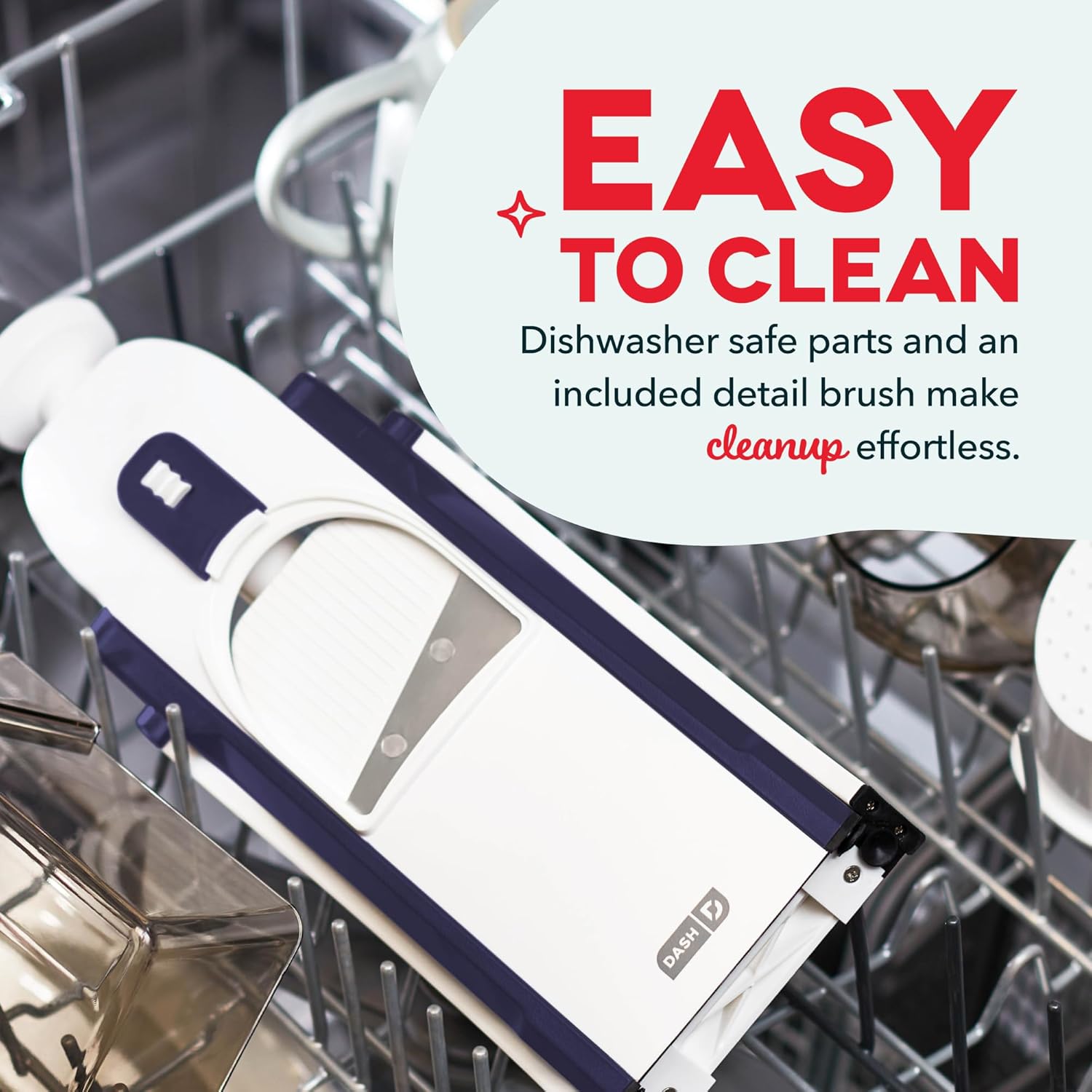 DASH Safe Slice Mandoline for Vegetables, Meal Prep & More with 30+ Presets & Thickness Adjuster, Midnight Navy