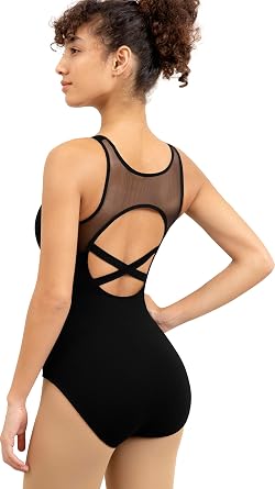 Dance Leotard for Women Mesh Ballet Dancewear | Full front lining to protect your privacy,hollow back make you more graceful,mesh back show you beautiful back line