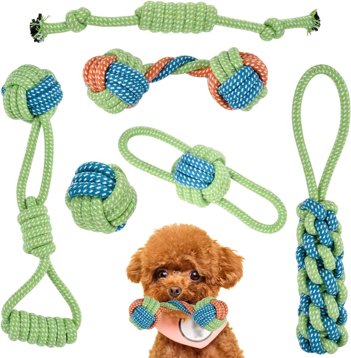 TIMESETL Dog Rope Toys for Aggressive Chewers, 6PCS Dog Chew Rope Puppy ...