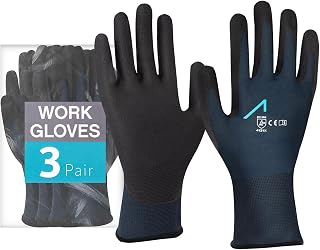 ACE Work Gloves - 3 Pairs Protective Gloves for Crafts & Garden - Work Gloves - 09/L (Pack of 3 Pairs)