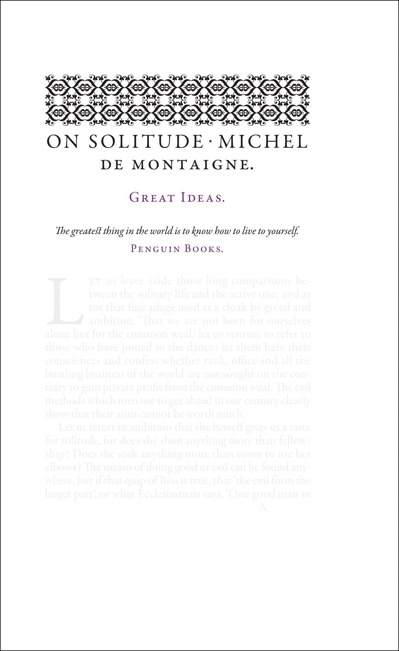 On Solitude (Penguin Great Ideas) cover