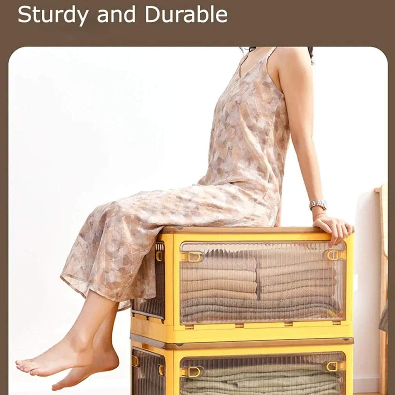 Storage Bins Side Opening, Foldable Stackable Storage Bins with Lids, Closet Organizers and Storage Containers for Home & Office Organization Storage Cube,Green,40x29.5x24.5cm