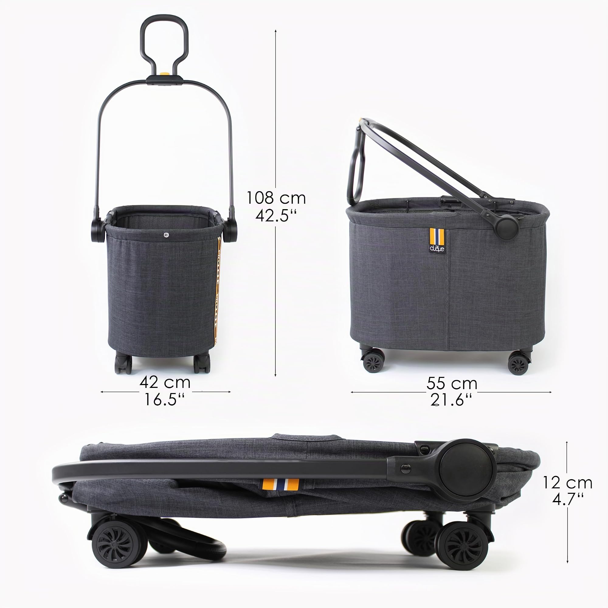 Milo Einkaufskorb bis 10 kg | Faltbarer Einkaufstrolley | Flexibler XL Einkaufswagen mit doppelt gegliedertem Griff | Klappbox auf Rollen – Praktischer Bollerwagen faltbar in Schwarz