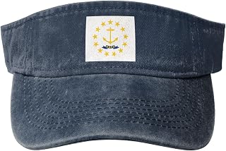 Vintage Flag of Rhode Island Sun Visor Hats for Women Men Cotton Adjustable Sports Empty Top Golf Cap