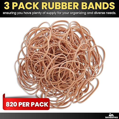 Miniatura 3 de 1InTheOffice Bandas de goma tamaño #32, banda de goma ancha, beige, 1 libra820 piezasbolsa (paquete de 3)