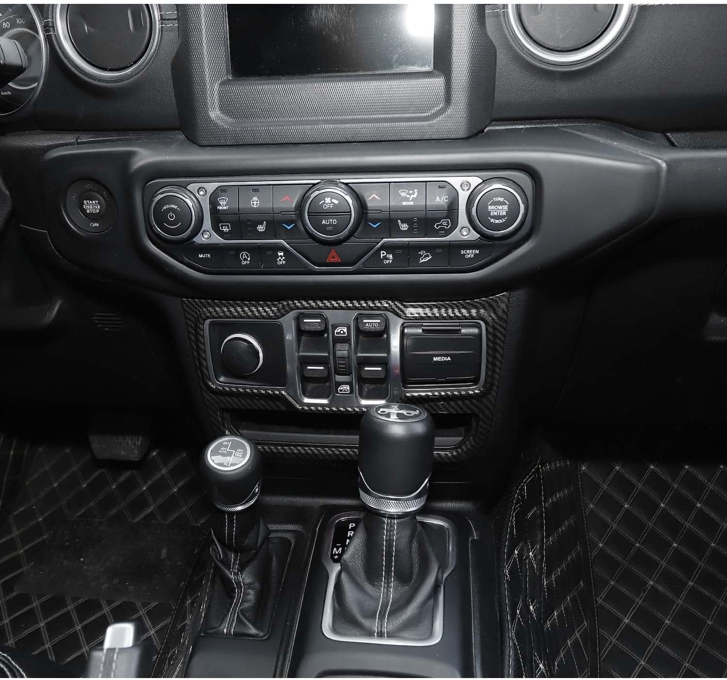 RT-TCZ Carbon Fiber Window Control Panel Trim Cover Center Console Decoration Interior Accessories for Jeep Wrangler JL JLU & Gladiator JT 2018-2024