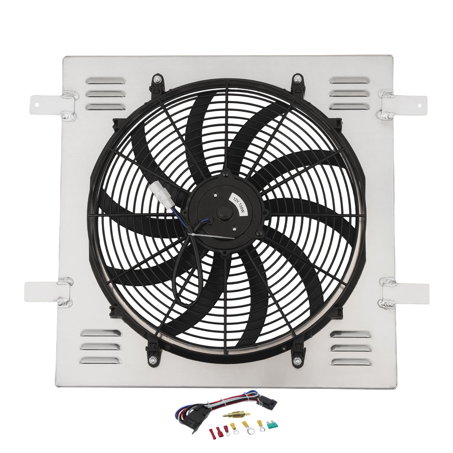 Aluminum Shroud Fan for 2002 2003 2004 2005 2006 Jeep Liberty 3.7L V6 Automotive Replacement Radiators Fans Relay Kit