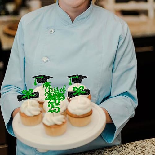 Miniatura 81 de Paquete de 24 adornos dorados para cupcakes de graduación 2025 con purpurina So Proud of You Done Diploma Graduation Cap Cupcake Picks Class of 2025