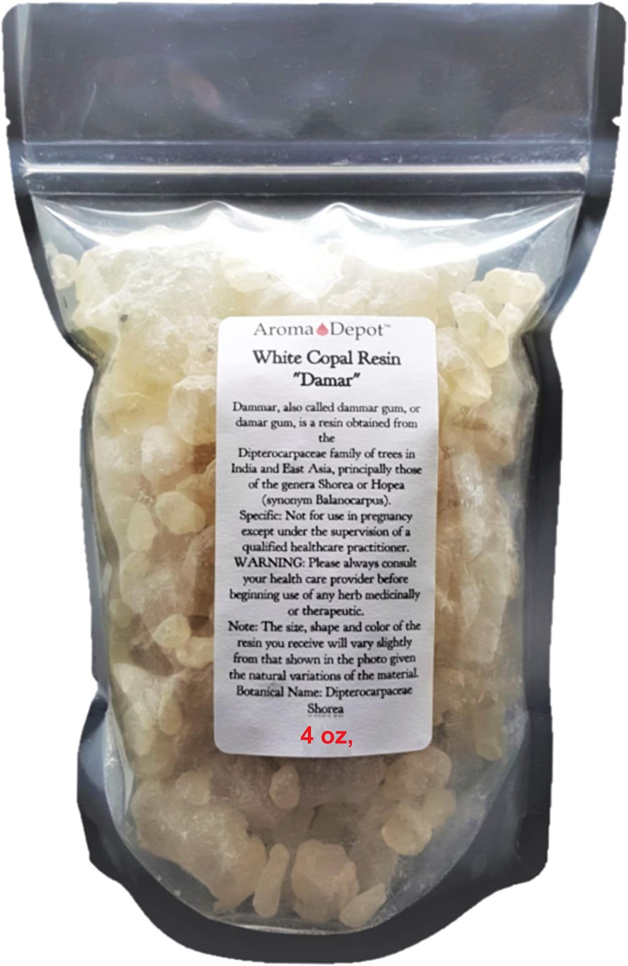 4 oz White Copal Tree Sap Known as Dammar Gum Incense I Incienso de goma de savia de árbol de Copal Blanco