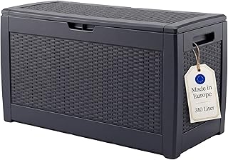 BigDean Auflagenbox Kissenbox 310 Liter, abschließbar Gartenbox Wasserdicht, Balon Aufbewahrung Rollbar Klicksystem