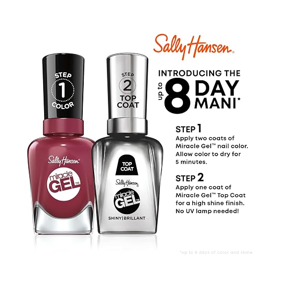 Sally Hansen Miracle GelTM, Combustealble, Long Lasting, Gel-Like Formula, No UV Lamp Needed, Blue Nail Polish