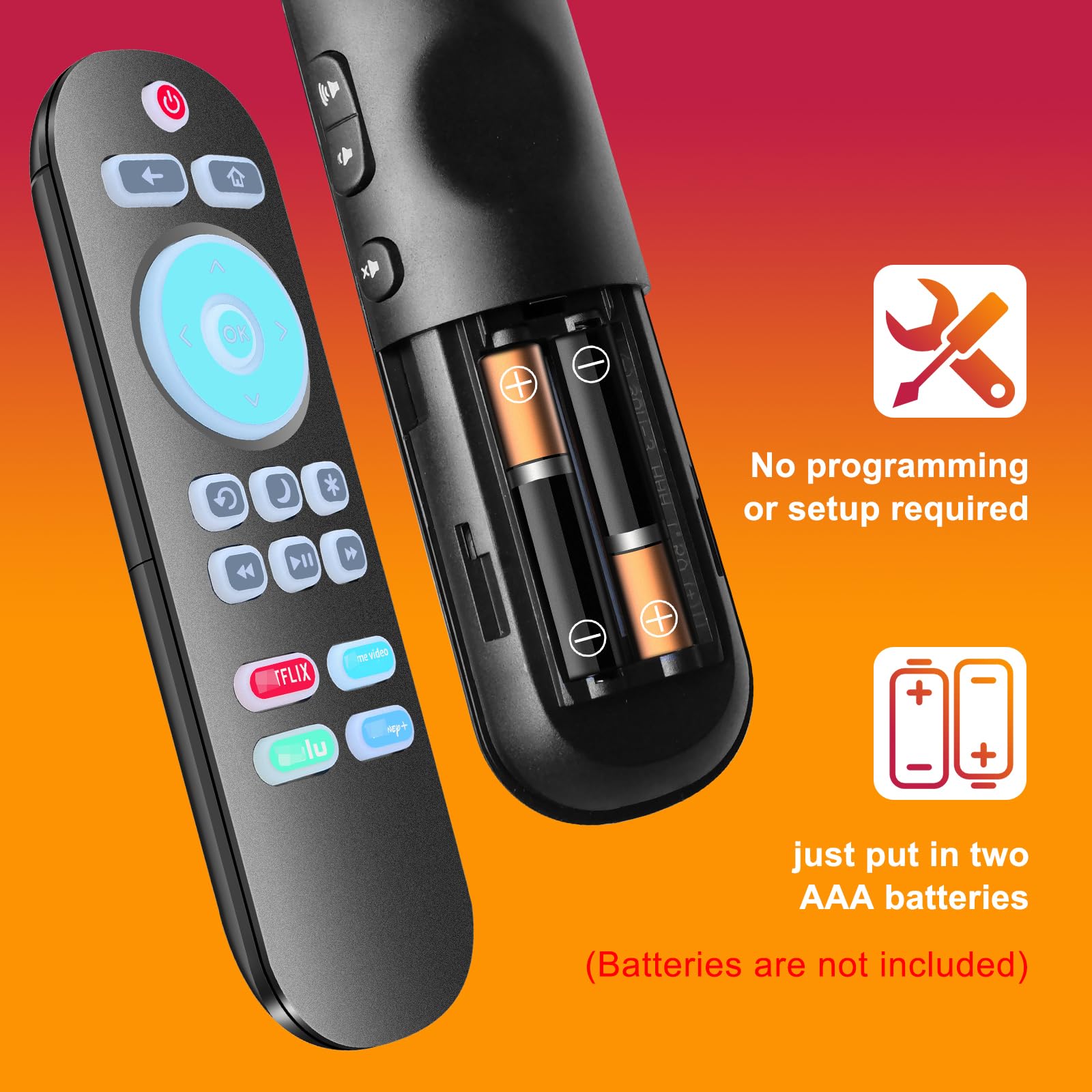 (2 sztuki) Podświetlany pilot zastępczy kompatybilny z Roku-TV (nie do Roku Stick and Box)