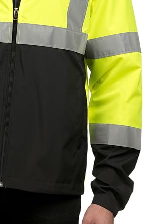 AFC Men's Class 3 Full Zip Jacket 2 Inch Reflective Tape Safety Coat 2x 3x 4x