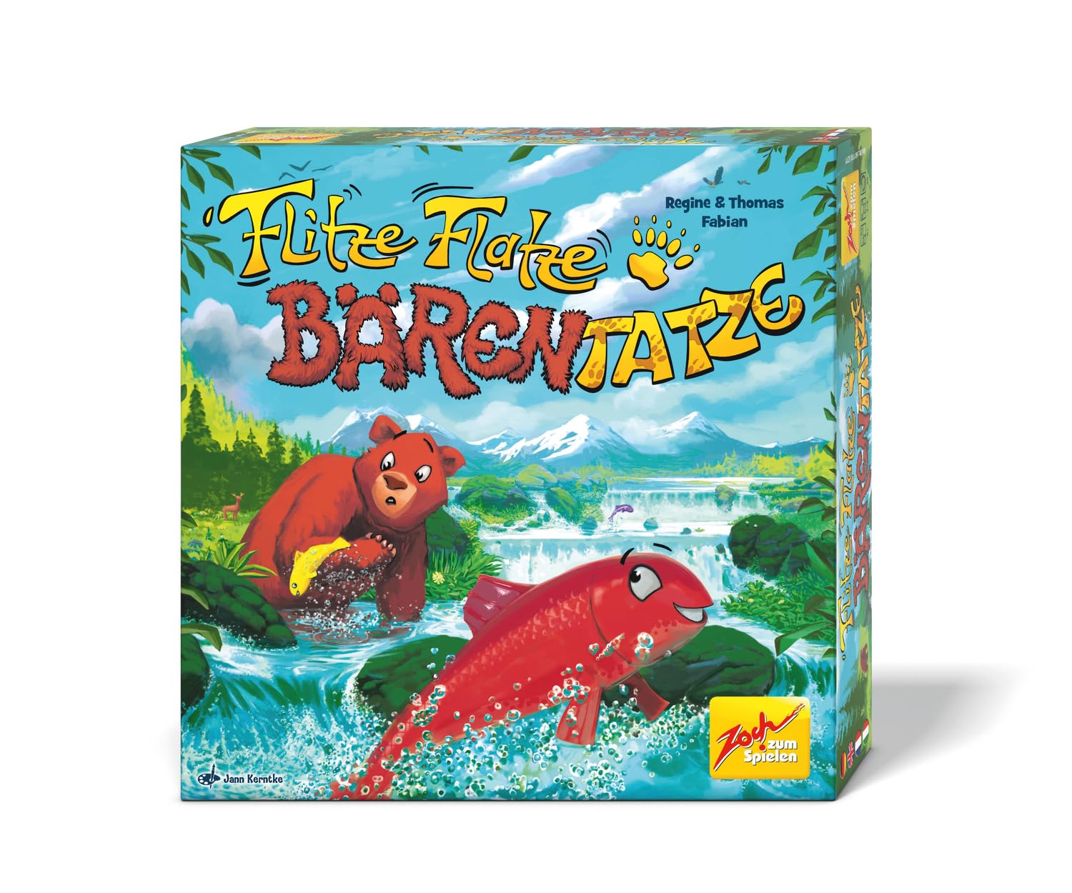Zoch Flitze Flatze - Jeu Familial avec Plan de Jeu de rivière Convertible, Jeu de Cartes Tactique, Ours Babbel Bloque Le Saumon, Jeu de réflexion pour Enfants à partir de 6 Ans
