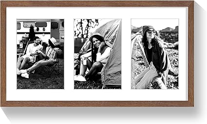 9x18 Oak Wood Picture Frame - 9x18 Photo Frame with Mat Display 3Pcs 5x7 Photos, 5x7 Picture Frame Wood, Natural Solid Wooden Picture Frames for Wall Art Photo and Prints(1 Pack, Walnut)