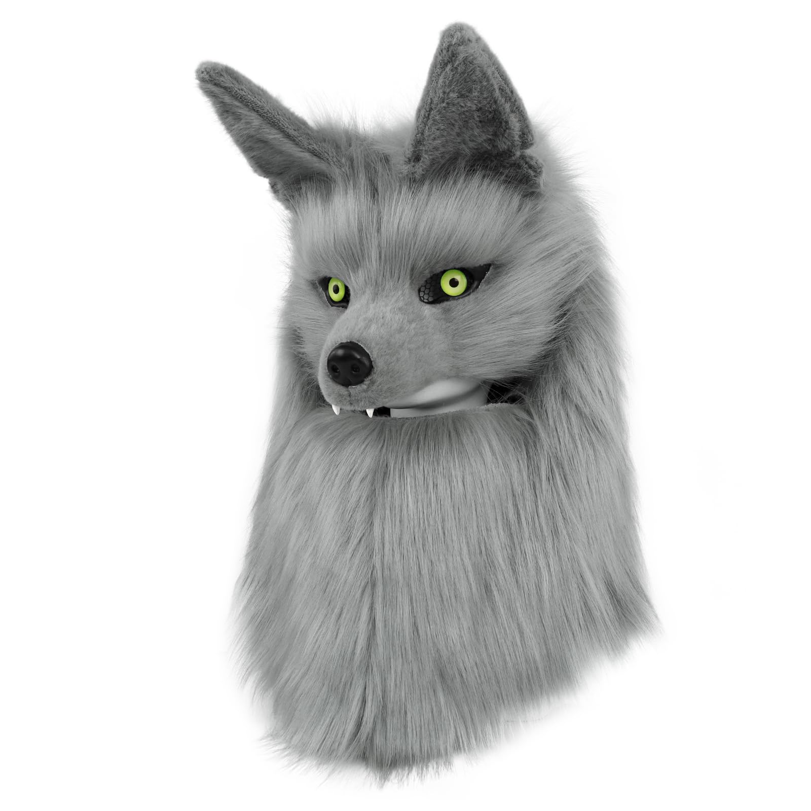 COSYEARS Furry Head Mask Animal Wolf Dog Plush Faux Fur Masks for Halloween Masquerade Cosplay Costume Props