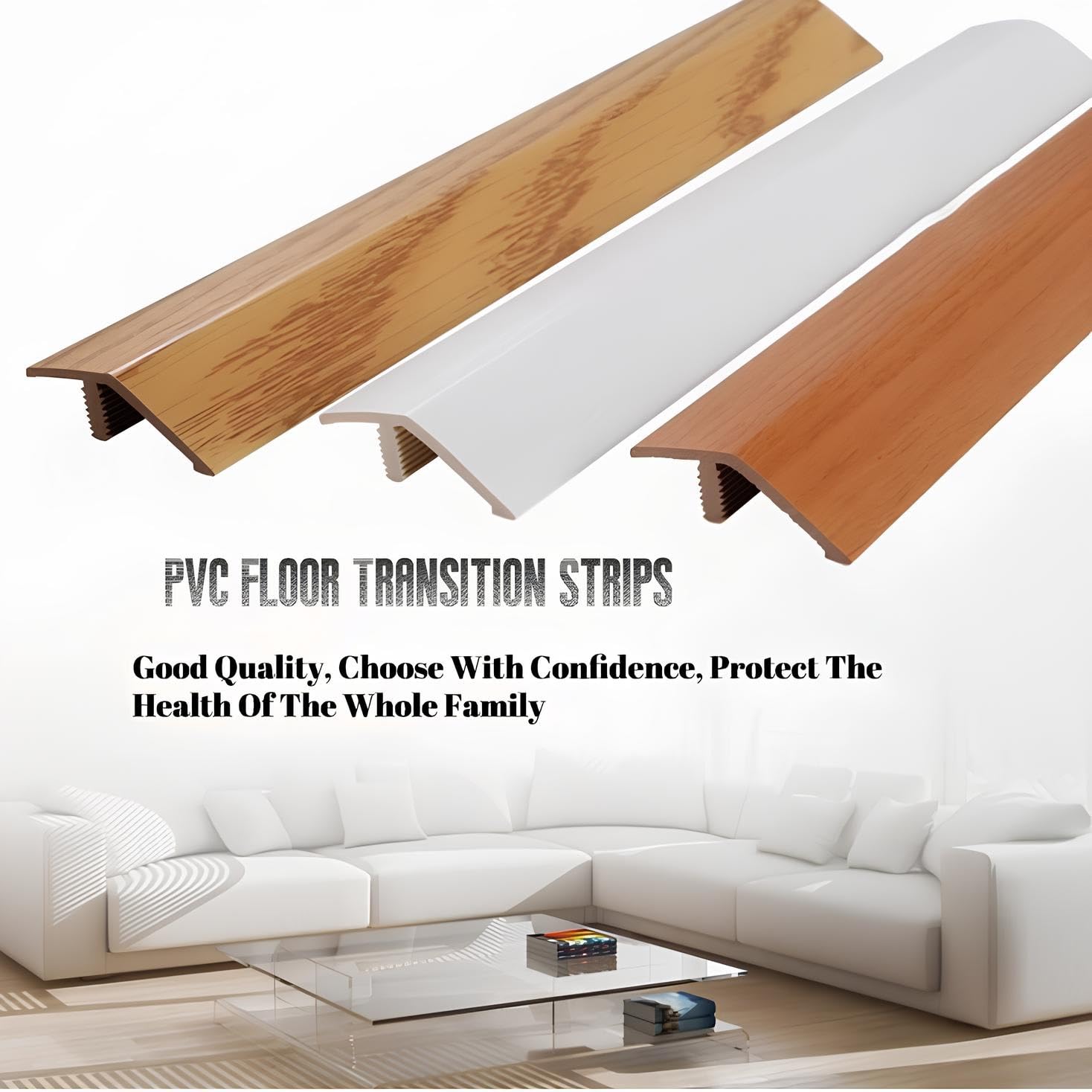 Rampe De Seuil En Pvc Profilé De Transition, 90/180/270cm Bande De Transition, Baguette Recouvrement Pour Porte/Tapis/carrelage/Sol Irrégulier/Bois À Carrelage(White,4.3 * 270cm/3 * 90cm)