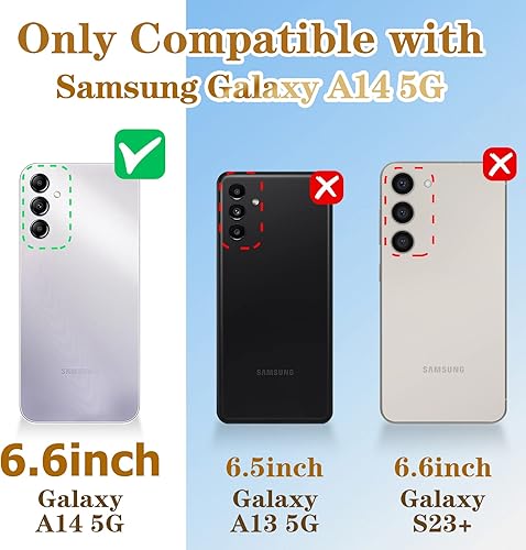 Miniatura 2 de Loheckle Elegante funda para Samsung Galaxy A14 5G para mujer, funda cuadrada de diseñador para Samsung A14 5G con soporte de anillo y cordón,