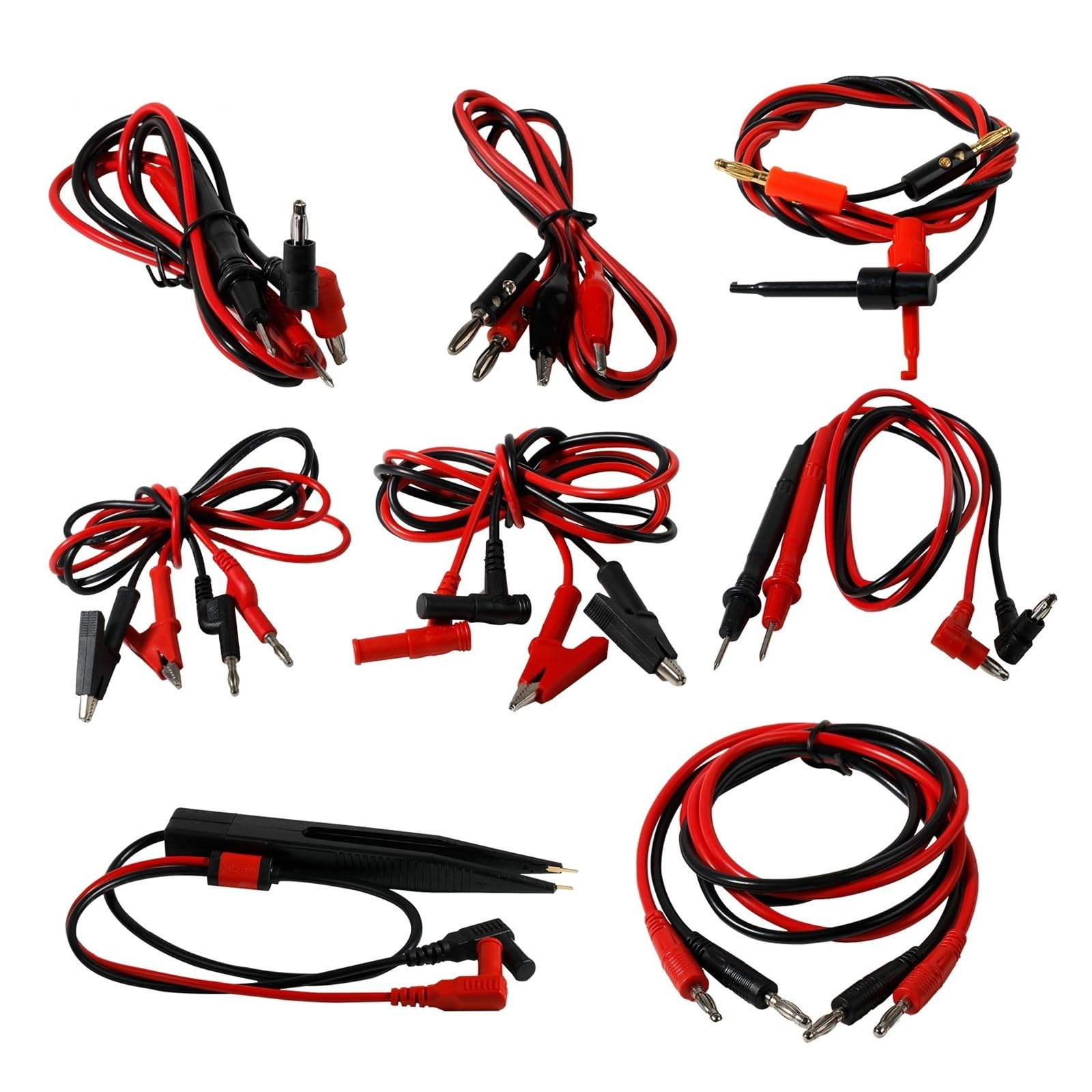 2 cables de 1 m de prueba de clip de banana a cocodrilo, 15 A, 1000 V (test-04)
